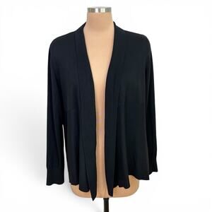Liz Claiborne Career Cardigan Sweater XL Open Front Soft Knit Lightweight Black
